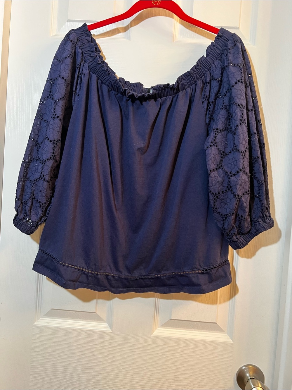 🦋 Lace Sleeve calligraphie Blouse size large
